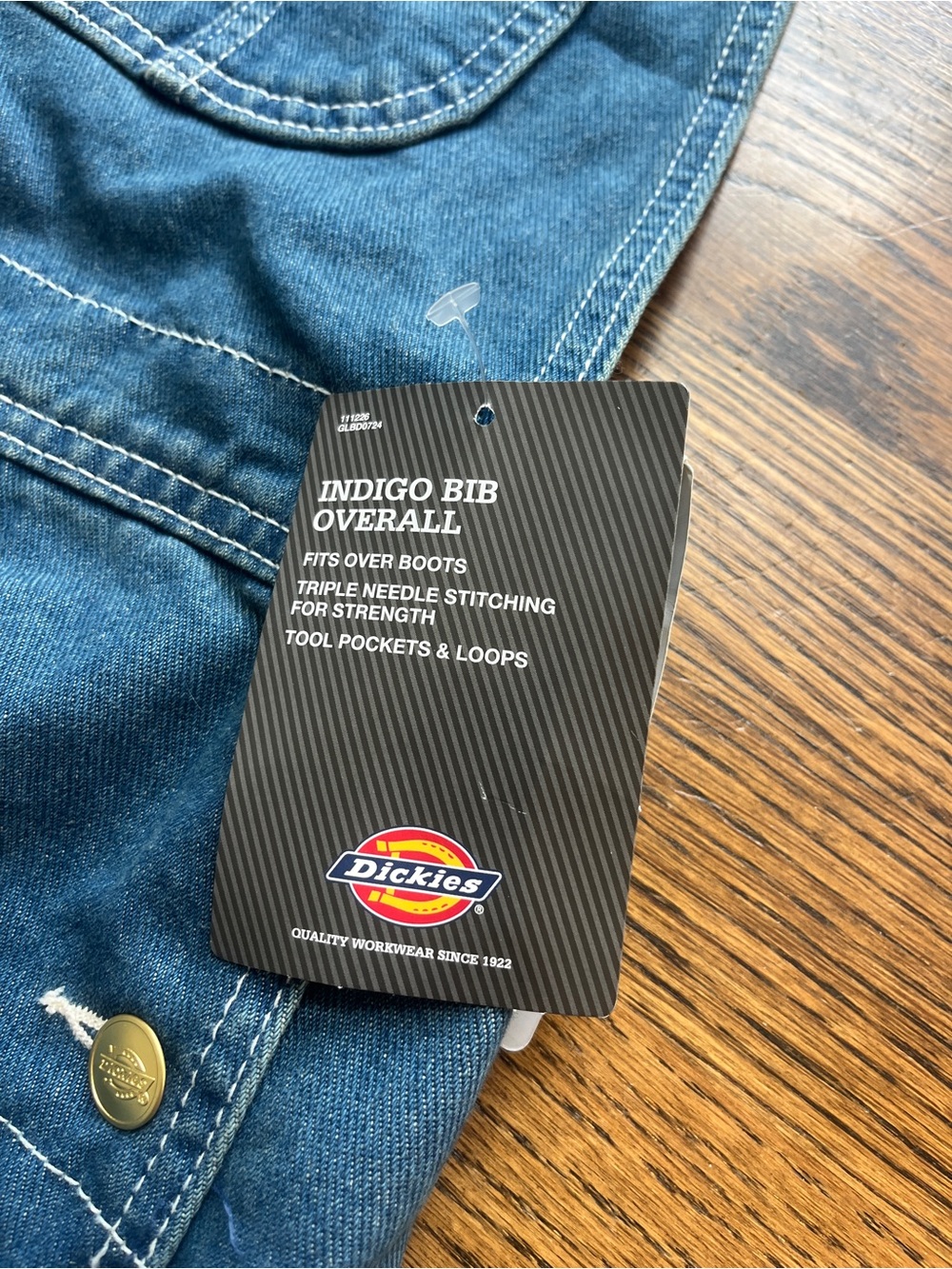 Men’s Dickies Indigo Denim Carpenter Overalls with Logo Tag - Picture 3 of 5